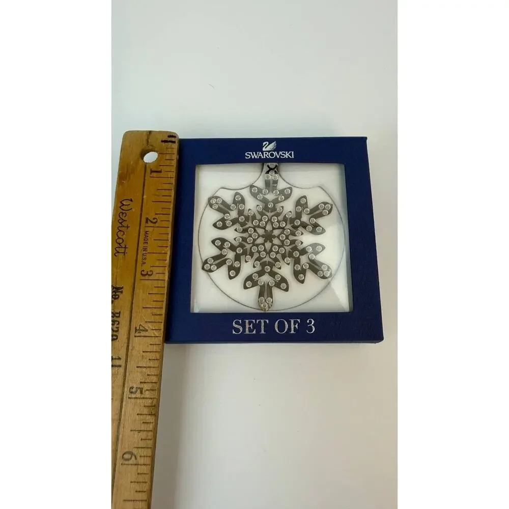 Swarovski Crystal Pixel Snowflake Ornament Set Lot 2 Boxes 6 Total 1135179